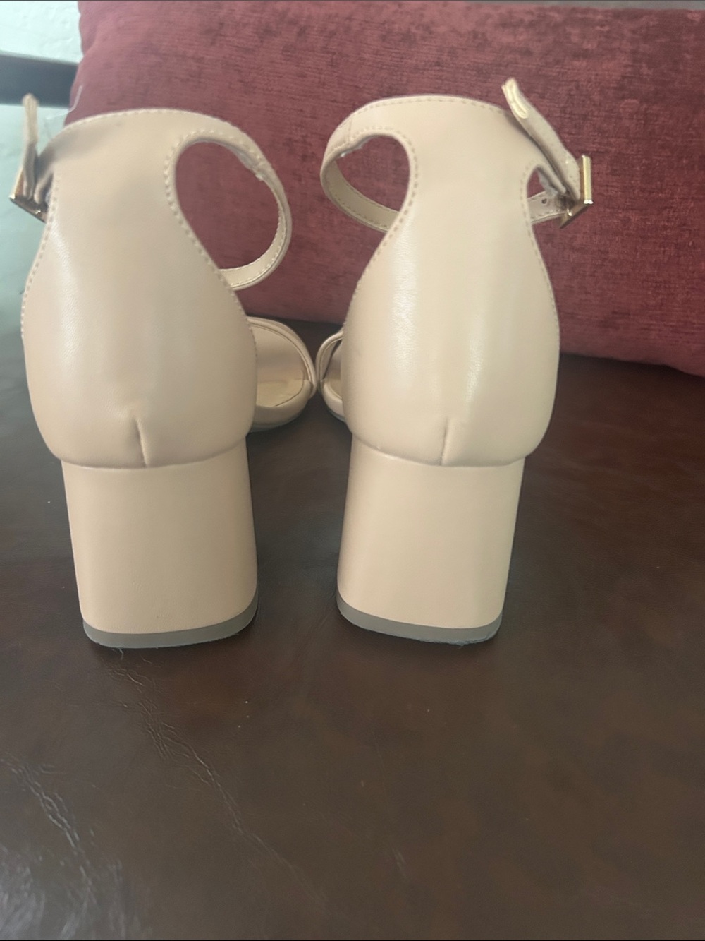 Wild Pair Neutral Beige Ankle-Strap Block Heel Sandals - Picture 3 of 3